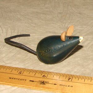 Vintage Wooden Mouse Figurine, Schowanek, W. Germany, Bookmark, Wood
